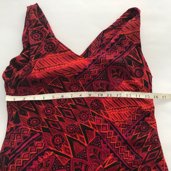 R & K Originals Dropped Waist Red & Black Tribal Print Maxi Dress 10 - Picture 5 of 9